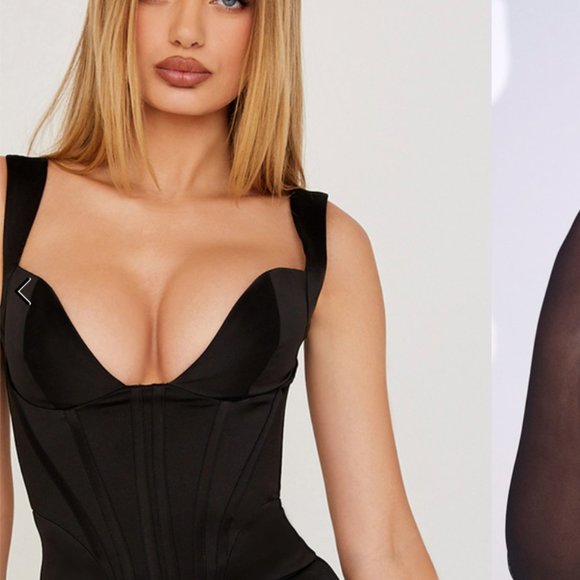 House of CB Liberty Black Satin Corset (Regular Cup A-C) - Picture 2 of 11